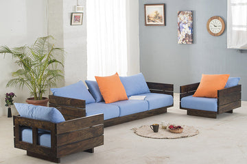 Wood Solid Sheesham Teak Wood Sofa Set 4 Seater