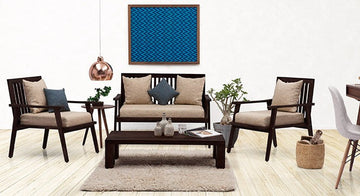 Modern Wooden Sofa Set (3+1+1 Seater)